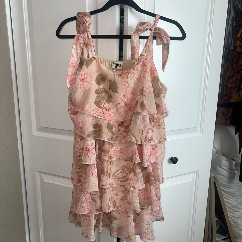 Show Me Your MuMu Pink Floral Ruffle Mini Dress
